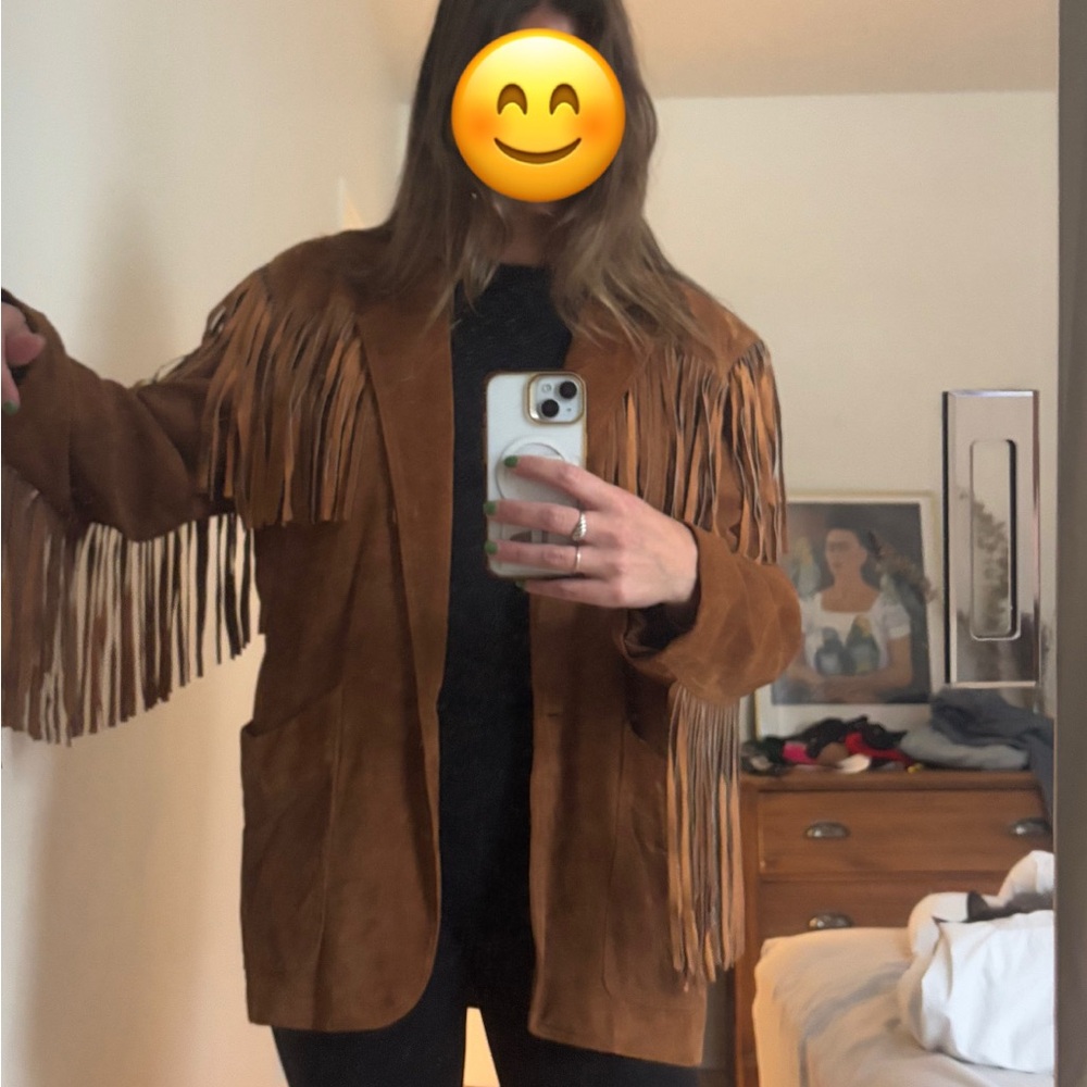 Fringed Brown Suede Leather Jacket - Women's